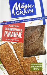 Хлебцы ржаные MAGIC GRAIN Цельнозерновые с отрубями, 160г, крупный план