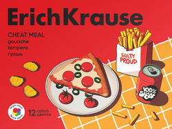 Гуашь ERICHKRAUSE Культ еды, 12 цветов по 20мл, картинка
