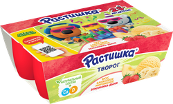 Творожок РАСТИШКА Земляника-дыня со вкусом бананового мороженого 3,5%, без змж, 270г, изображение