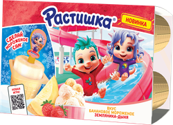 Творожок РАСТИШКА Земляника-дыня со вкусом бананового мороженого 3,5%, без змж, 270г, фотография