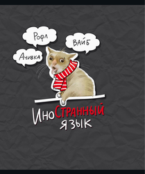 Тетрадь общая ПЗБМ Котопредмет – Английский язык, 40 листов, в клетку, на скрепке, А5, Арт. 020248, крупный план