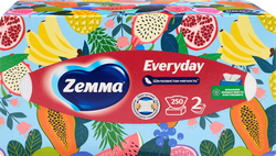 Салфетки бумажные ZEMMA Everyday 2 слоя, в коробке, 250шт, детальное фото