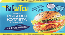Котлета рыбная РЫББИТСЫ филе минтая в панировке, 256г, детальное фото