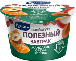 Йогурт VIOLA Полезный завтрак Мандарин, яблоко 5%, без змж, 180г, фотография