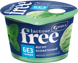 Йогурт VIOLA Мятное мороженое, без сахара, безлактозный 2,7%, без змж, 180г, детальное фото