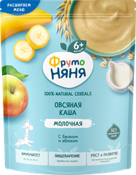 Изображение товара Каша овсяная ФРУТОНЯНЯ молочная, с бананом и яблоком, с 6 месяцев, 190г