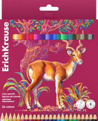 Карандаши цветные ERICHKRAUSE Safari деревянные, трехгранные, 3,3мм, 24 цвета, 24шт, изображение