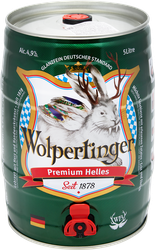 Напиток пивной светлый WOLPERTINGER Премиум Хеллес фильтрованный пастеризованный 4,9%, 5л, детальное фото