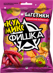 Сухарики пшеничные ФИШКА Багетики, со вкусом баварских колбасок, 80г, фотография