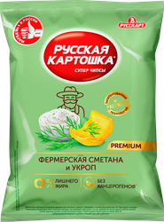 Чипсы картофельные РУССКАЯ КАРТОШКА со вкус. сметаны и укропа, фотография