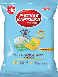 Чипсы картофельные РУССКАЯ КАРТОШКА со вкусом сметаны и укропа, 105г, фото