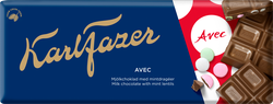 Шоколад FAZER Karl Avec с шоколадным драже, со вкусом перечной мяты, 180г, крупный план