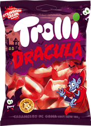 Мармелад жевательный TROLLI Dracula Дракула, клубника со сливками, 100г, крупный план