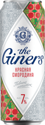 Напиток пивной GINERS со вкусом красной смородины и можжевеловой ягоды пастеризованный 7,0%, 0.45л, фото