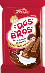 Шоколад молочный ПОБЕДА ВКУСА Dos Bros с хрустящей вафлей, 37г, крупный план
