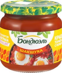 Закуска овощная БОНДЮЭЛЬ Шакшука, с томатами, сладким перцем и специями, 350мл, вид