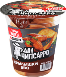 Чипсы пшеничные ДОН ЧИПСАРРО со вкусом крылышек BBQ, 90г, крупный план