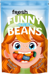 Конфеты жевательные FRESHBOX Beans Crunch со вкусом клубники/лимона/манго/винограда/банана/дыни, 30г, крупный план