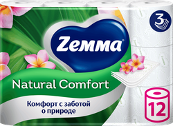 Бумага туалетная ZEMMA Natural Comfort Aroma 3 слоя, 12шт, детальное фото