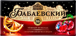 Шоколад темный БАБАЕВСКИЙ с апельсином и вишней, 85г, изображение