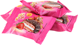 Изделие кондитерское ВАУ МЯУ Choco Pie клубничный, глазированное, весовое, вид