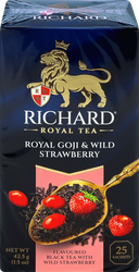 Чай черный RICHARD Royal Goji&Wild Strawberry, с натуральной земляникой и ароматом ягод годжи, 100пак, детальное фото