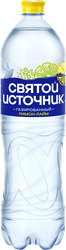 Вода СВЯТОЙ ИСТОЧНИК с ароматом лимона и лайма, газированная, 1.5л, крупный план
