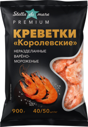 Креветки Королевские варено-мороженые STELLA DI MARE белоногие неразделанные, 900г, изображение