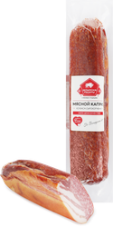 Колбаса сырокопченая БЕЛАРУСКIЯ РЭЦЭПТЫ Мясной каприз, весовая, крупный план