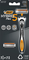 Бритва мужская BIC Hybrid 5 Flex, 1 ручка+1 сменная кассета, крупный план