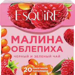 Чай черный и зеленый ESQUIRE Малина-облепиха, байховый ароматизированный, 36г, картинка