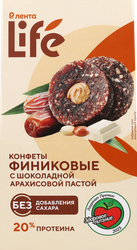 Конфеты протеиновые ЛЕНТА LIFE Финиковые, с шоколадной арахисовой пастой, 100г, детальное фото