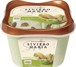 Мороженое SIVIERO MARIA Джелато, фисташковое с фисташковой пастой и поджаренными фисташками, без змж, контейнер, 500г, крупный план
