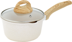 Ковш HOMECLUB Dolce vita литой, антипригарное покрытие, со стеклянной крышкой, 1.5л, Арт. Cream-1L, крупный план