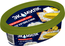 Сыр творожный ЭКОМИЛК с огурчиками не менее 60%, без змж, 120г, изображение