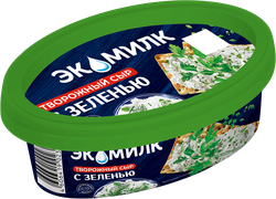 Сыр творожный ЭКОМИЛК с зеленью не менее 60%, без змж, 120г, картинка