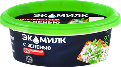 Сыр творожный ЭКОМИЛК с зеленью не менее 60%, без змж, 120г, крупный план