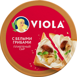 Сыр плавленый VIOLA с белыми грибами 35%, без змж, 130г, крупный план