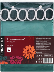 Шторка для ванной комнаты HOMECLUB Velvet 180х180см, цвет изумруд, Арт.  SC7225K, фотография