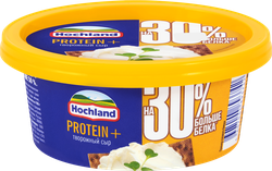 Сыр творожный HOCHLAND Protein+ Cливочный 50%, без змж, 140г, крупный план