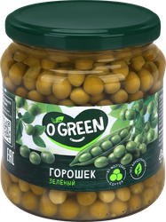 Горошек зеленый O'GREEN, 475г, крупный план