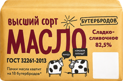 Масло сладкосливочное БУТЕРБРОДОВ 82,5%, без змж, 180г, детальное фото