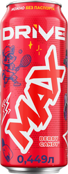 Напиток DRIVE ME Max Berry Candy со вкусом Ягодная конфета газированный, 0.449л, крупный план