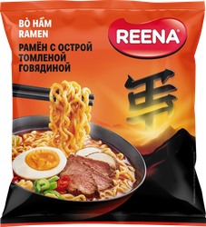 Лапша REENA Рамен, с острой томленой говядиной, 115г, детальное фото