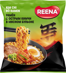 Лапша REENA Рамен, с острым кимчи в мясном бульоне, 115г, фотография