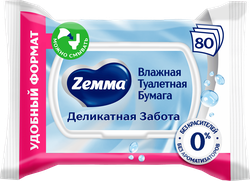 Бумага туалетная влажная ZEMMA Деликатная Забота, 80шт, детальное фото