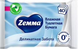 Бумага туалетная влажная ZEMMA Деликатная забота, 40шт, картинка