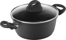 Кастрюля HOMECLUB Щедрость осени, литая, со стеклянной крышкой, антипригарное покрытие, индукция, 2л, Арт. PC-2L-Carbon, фотография