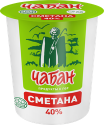 Сметана ЧАБАН 40%, без змж, 300г, крупный план