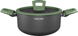 Кастрюля ESPRADO Шартрез/Chartreuse 24x10см, с крышкой, алюминий, антипригарное покрытие, индукция, 4.3л, Арт. CRTT24GE101, крупный план